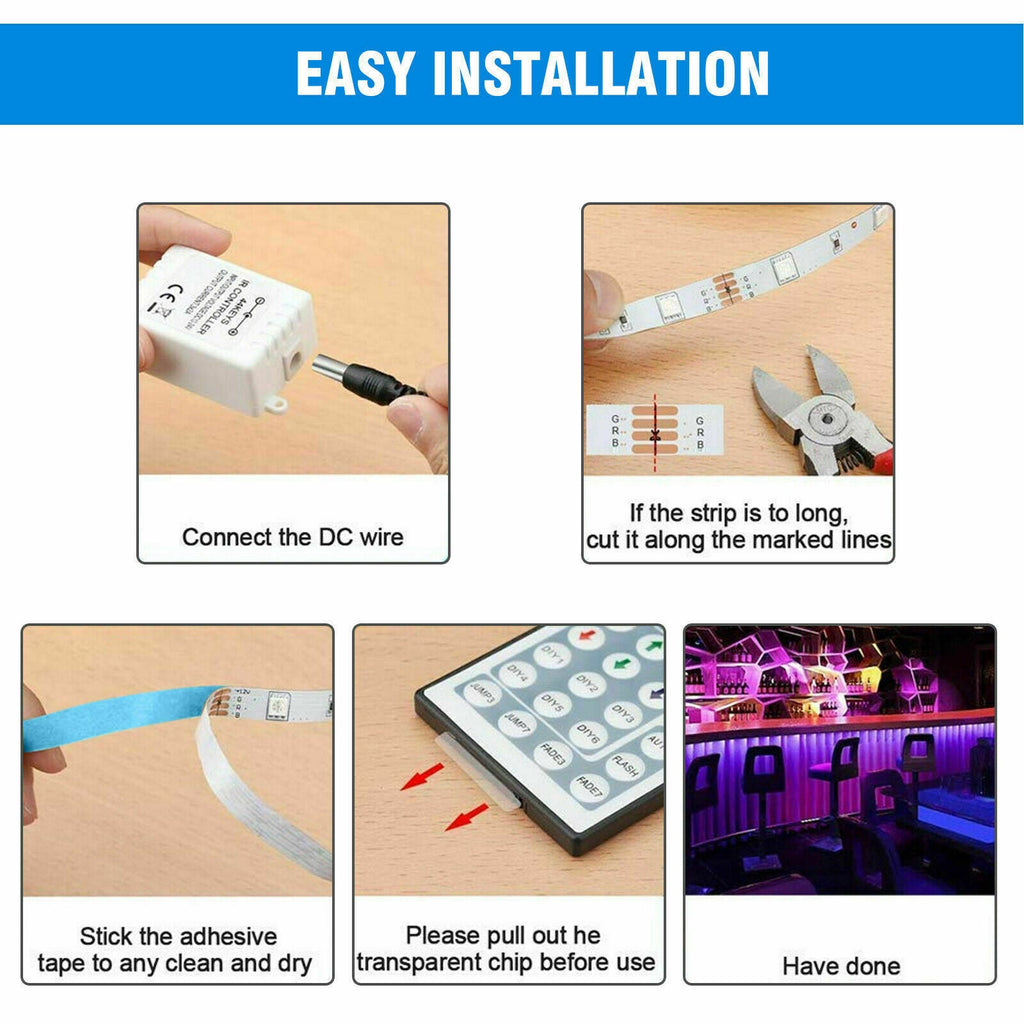 LED Strip Lights Remote Control Bedroom Waterproof for Indoor Outdoor Use