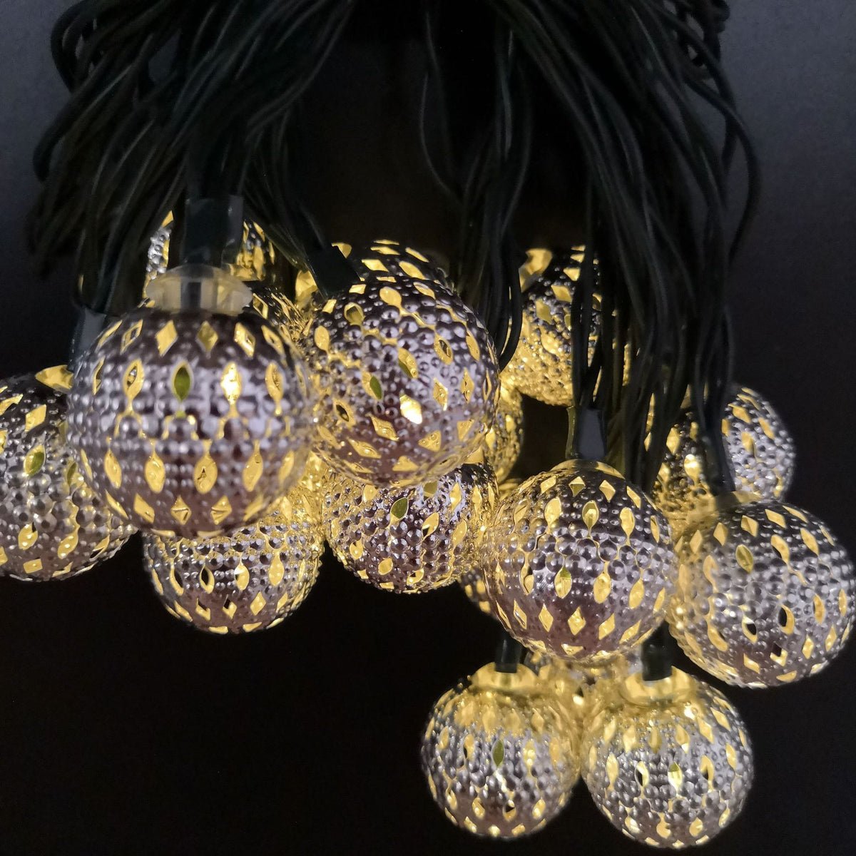 Solar Moroccan Iron Hollow Outdoor Waterproof LED String Lights