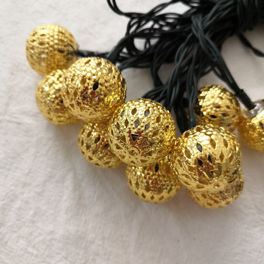 Solar Moroccan Iron Hollow Outdoor Waterproof LED String Lights