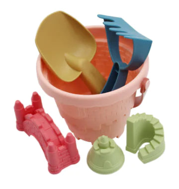 Wholesale 6pc Castle Beach Toy Set – Bulk Sand Mold Kits with Bucket, Shovel & Rake
