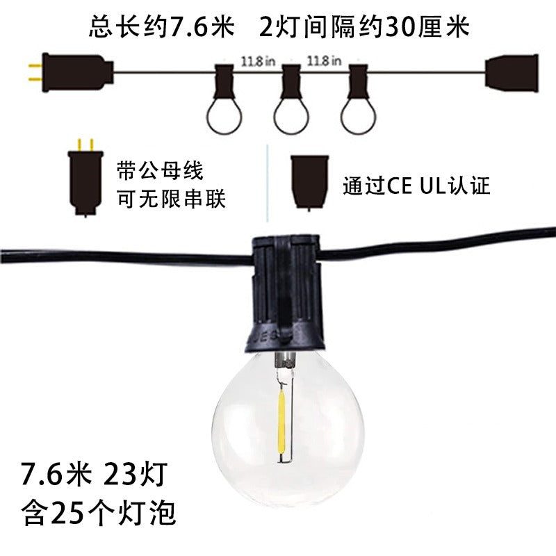 LED String Lights 7.6m 23 Waterproof Bulbs