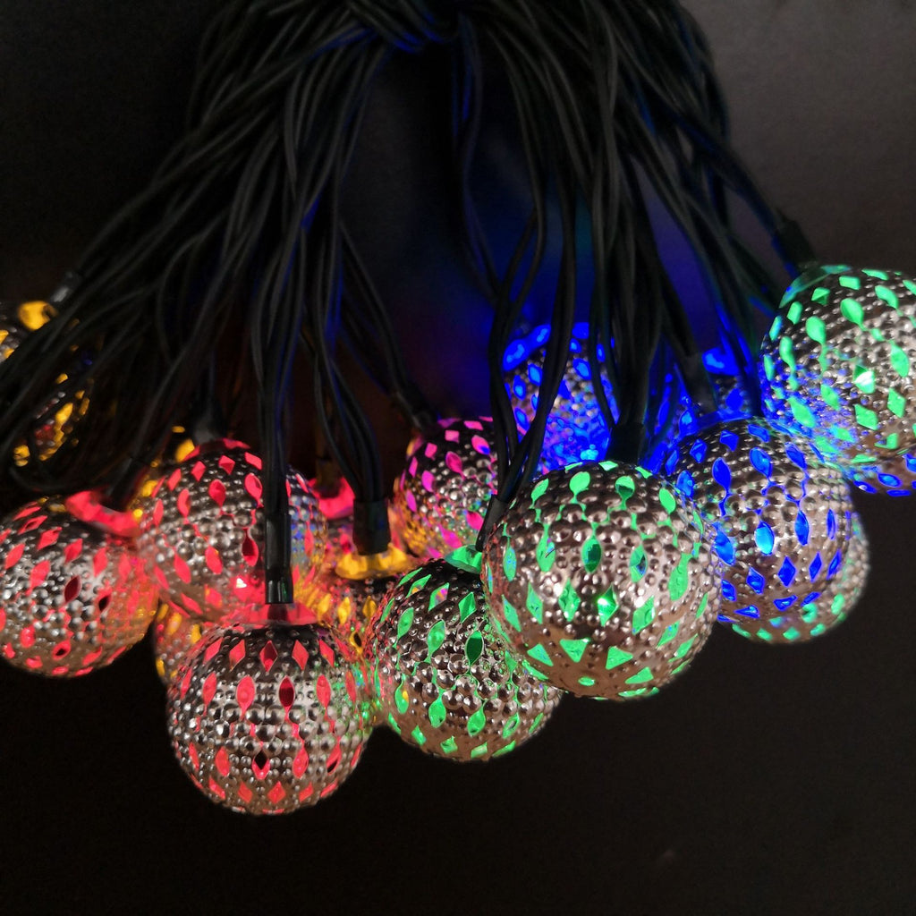 Solar Moroccan Iron Hollow Outdoor Waterproof LED String Lights