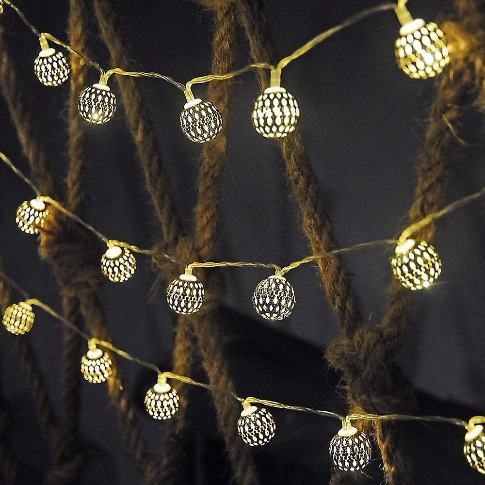 Solar Moroccan Iron Hollow Outdoor Waterproof LED String Lights