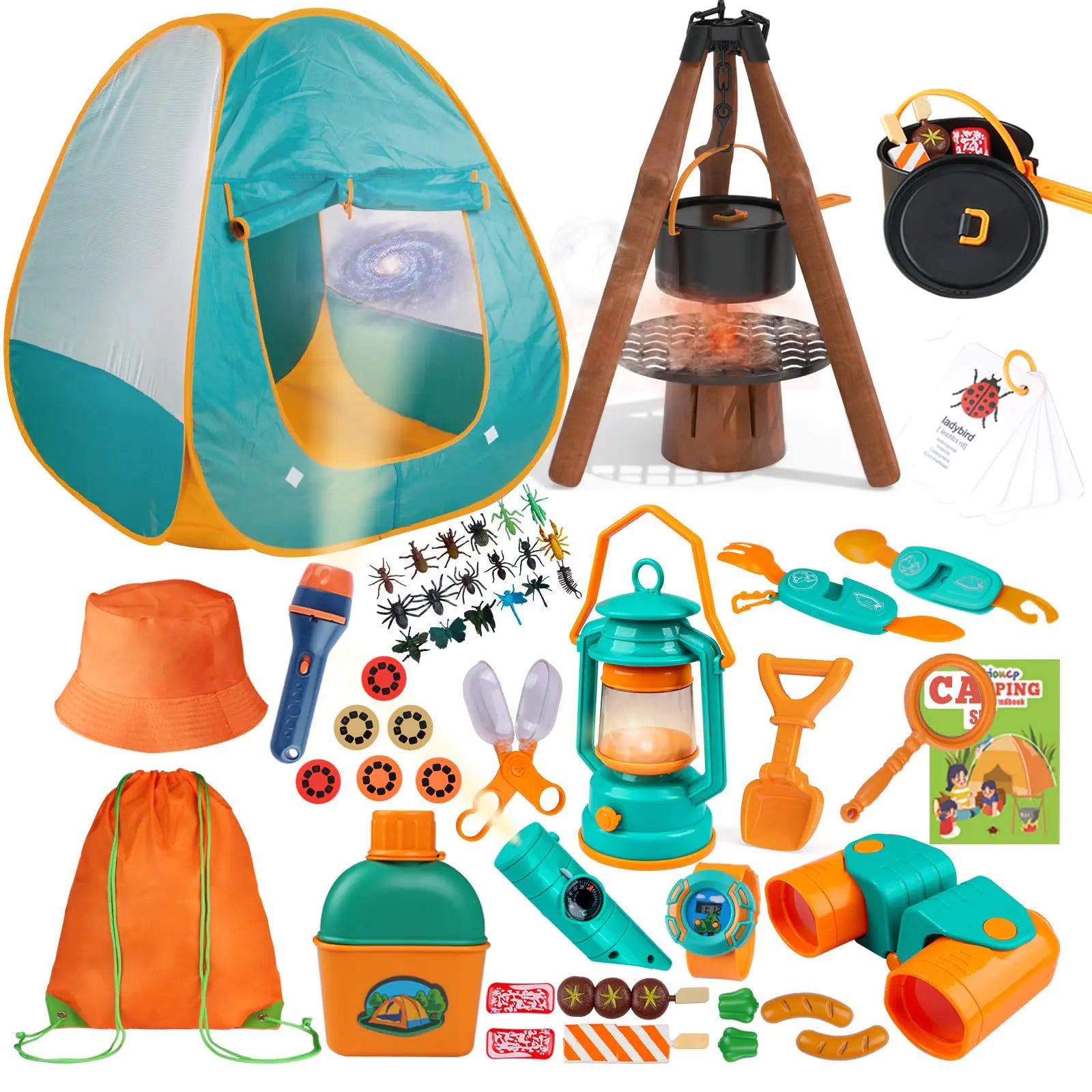 50-Piece Kids Space Explorer Camping Set with Pop-Up Tent & Projector