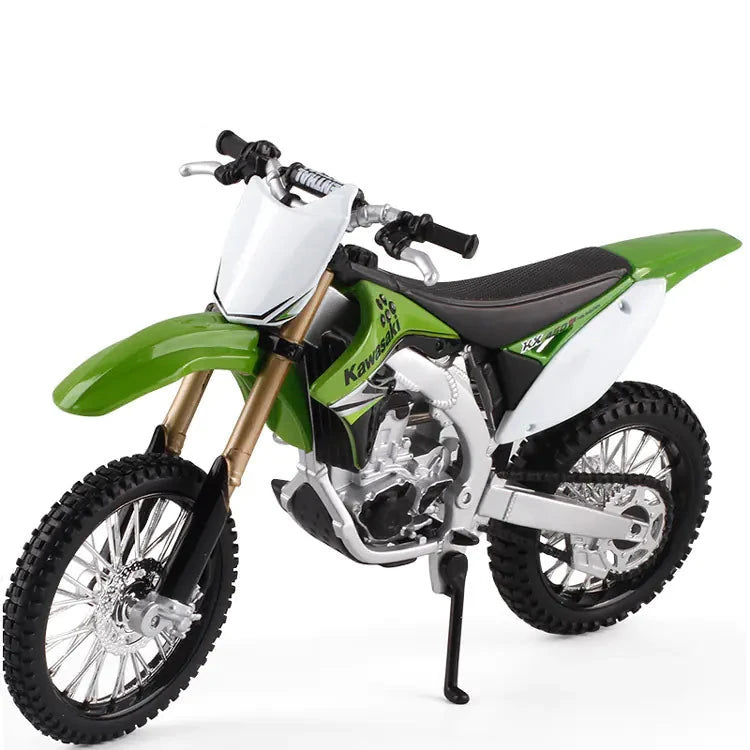Kawasaki Off-Road Alloy Motorcycle with Clear Display Box – 1:12 Scale Diecast Dirt Bike