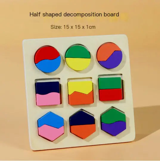 Wooden 3D Puzzle Toy with Geometric Shapes