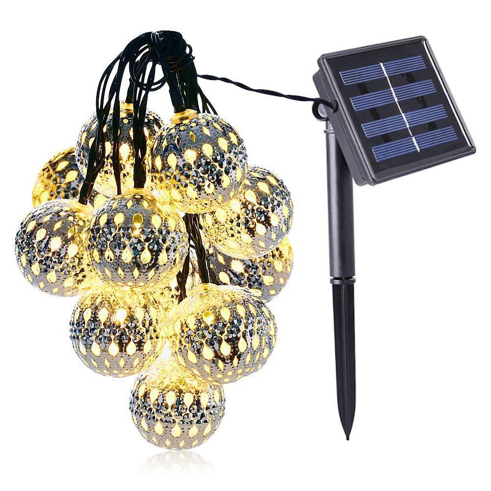 Solar Moroccan Iron Hollow Outdoor Waterproof LED String Lights