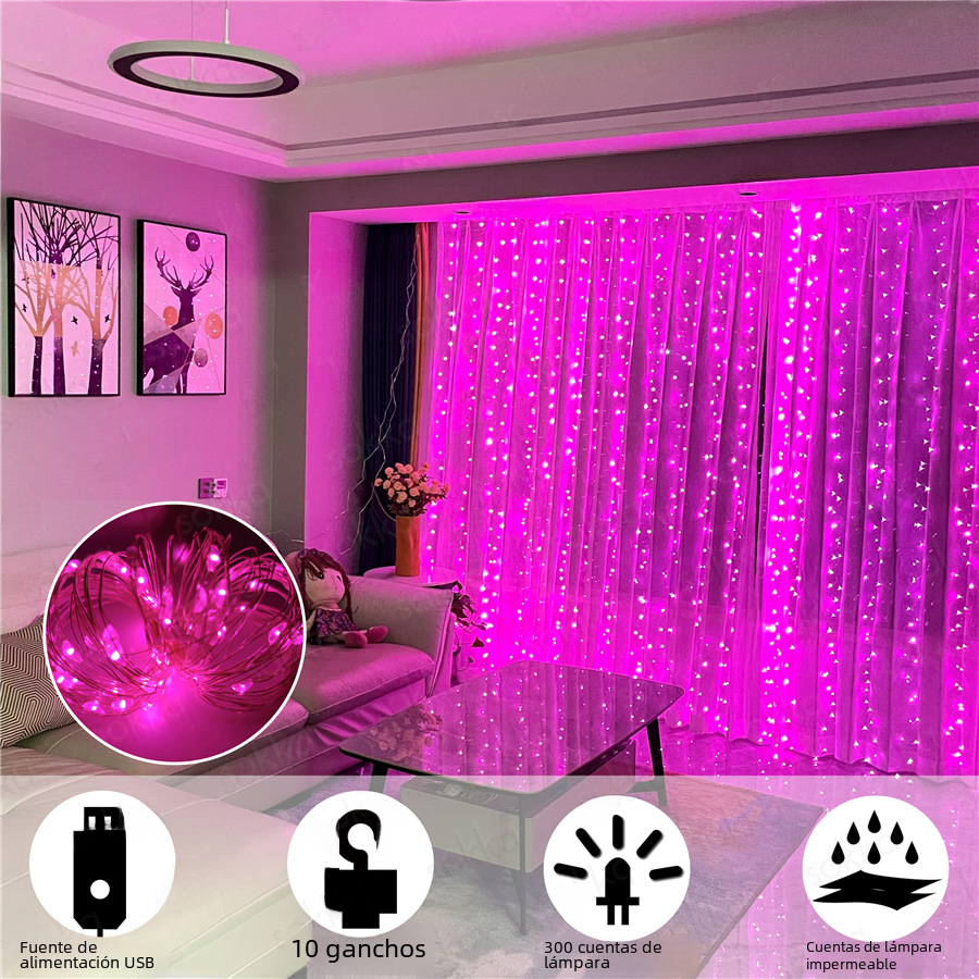 USB-Powered LED Curtain String Light Decor