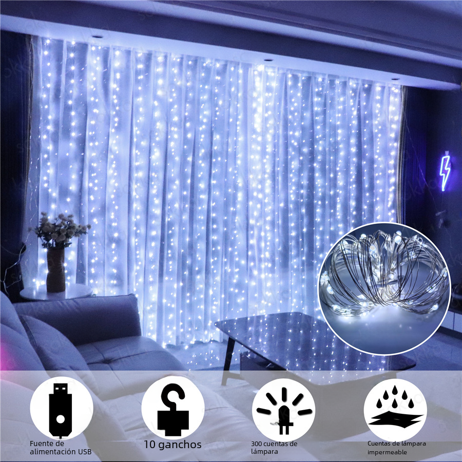 USB-Powered LED Curtain String Light Decor