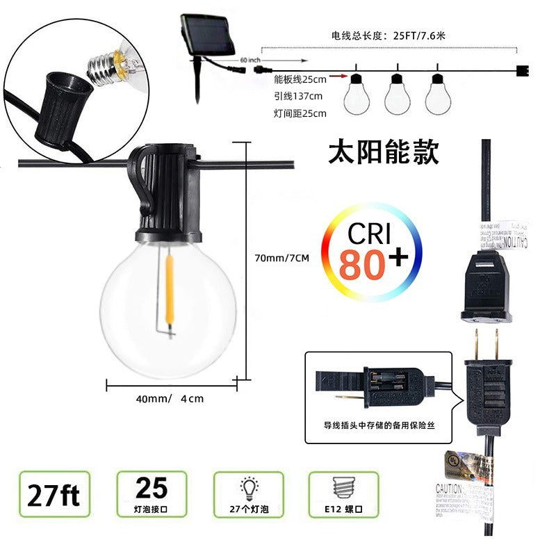 LED String Lights 7.6m 23 Waterproof Bulbs
