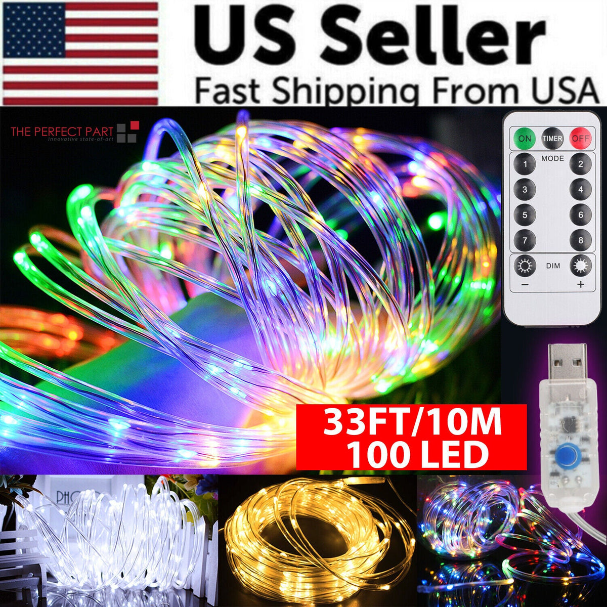 LED Strip Rope Light Tube String Outdoor Garden Party Decoration Lights