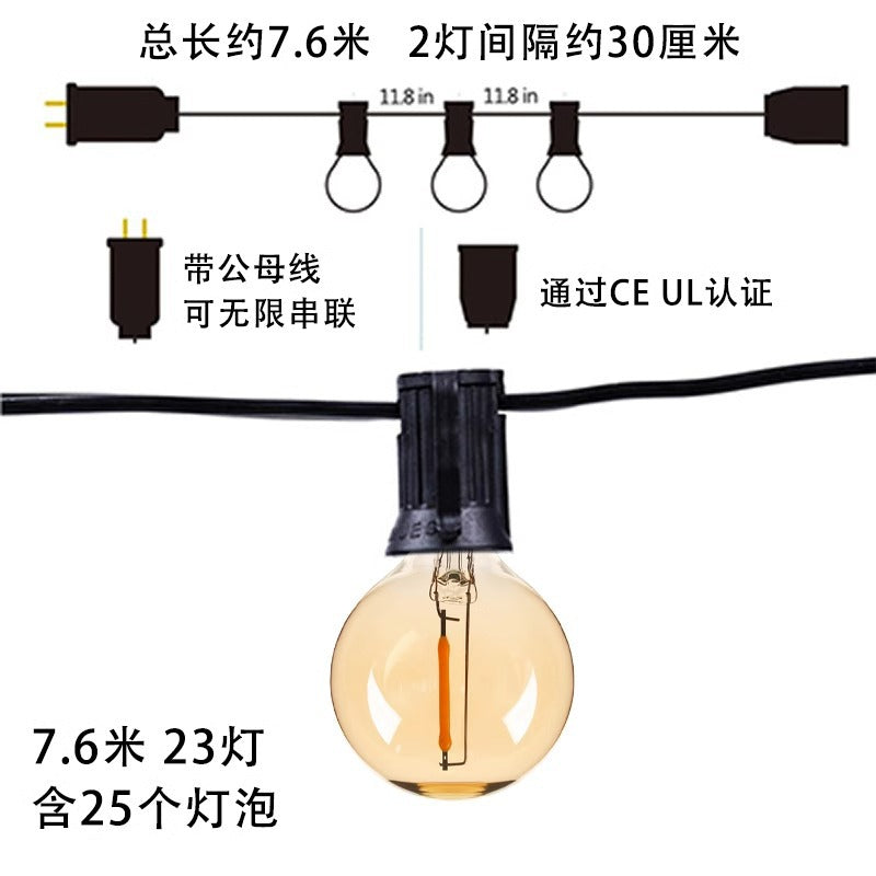 LED String Lights 7.6m 23 Waterproof Bulbs