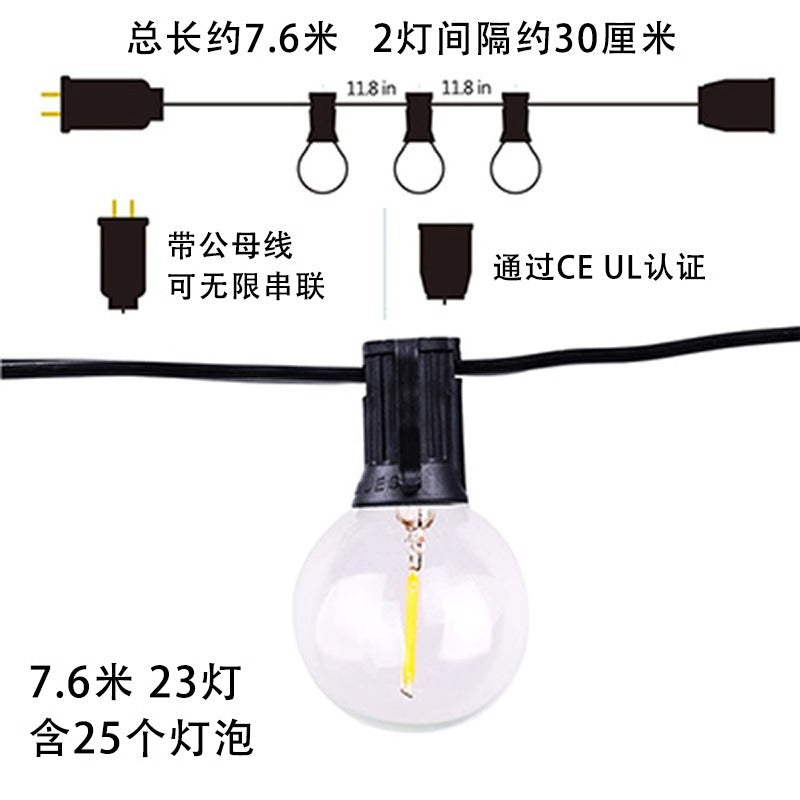 LED String Lights 7.6m 23 Waterproof Bulbs