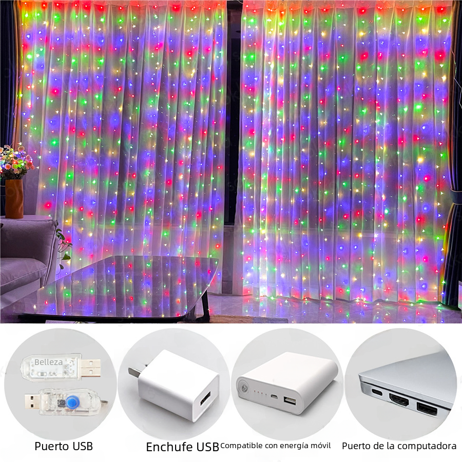 USB-Powered LED Curtain String Light Decor