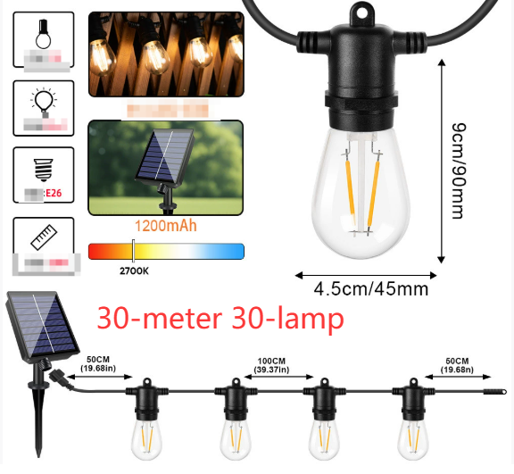 Outdoor IP65 Waterproof Solar LED String Lights