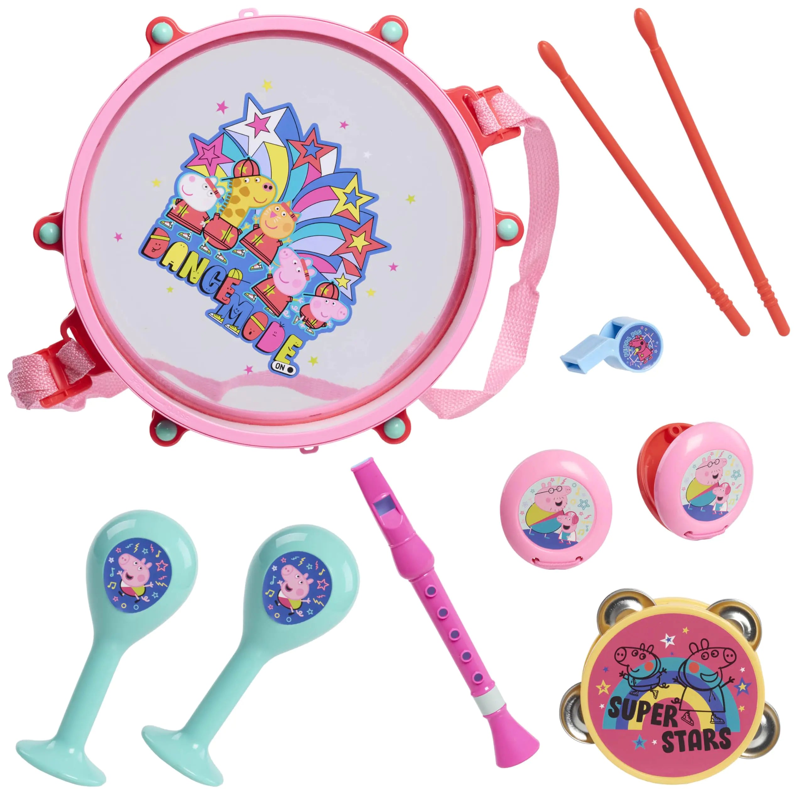 Peppa Pig Party Drum 10-Pieces Pretend Play Exclusive Kids Toys for Ages 18 Month Exclusive by Just Play