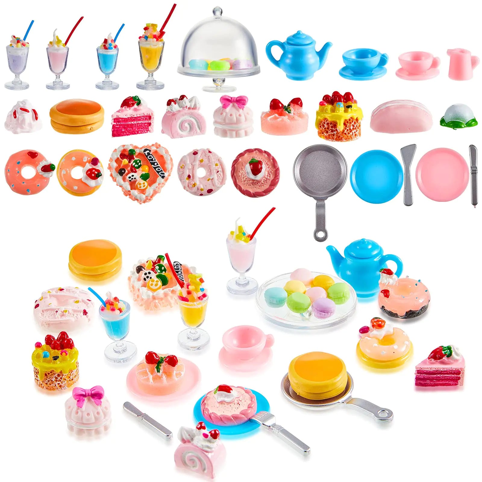 48pc Miniature Food & Drink Set – Mega Variety Pack of Tiny Dollhouse Kitchen Accessories