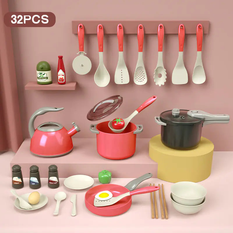 Kids Kitchen Toy Set with Realistic Cooking Accessories