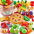 Shimirth 67pc Kids Play Food Set – Cutting Fruits & Vegetables with Velcro Peel & Detachable Pizza Toy