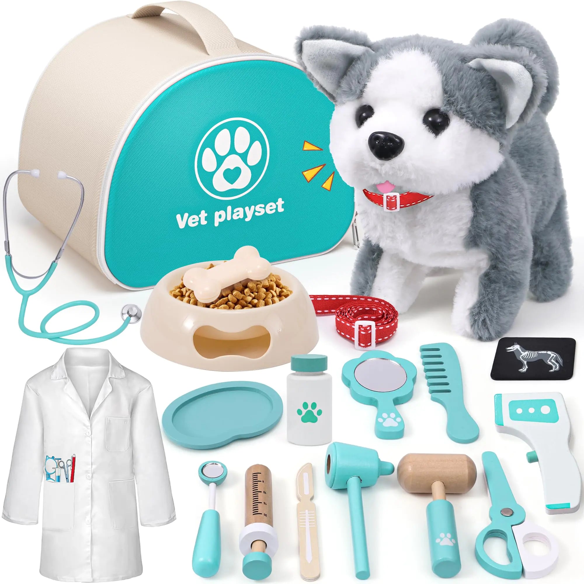 Lorfancy 22-Piece Kids Doctor & Vet Kit with Electronic Barking Dog
