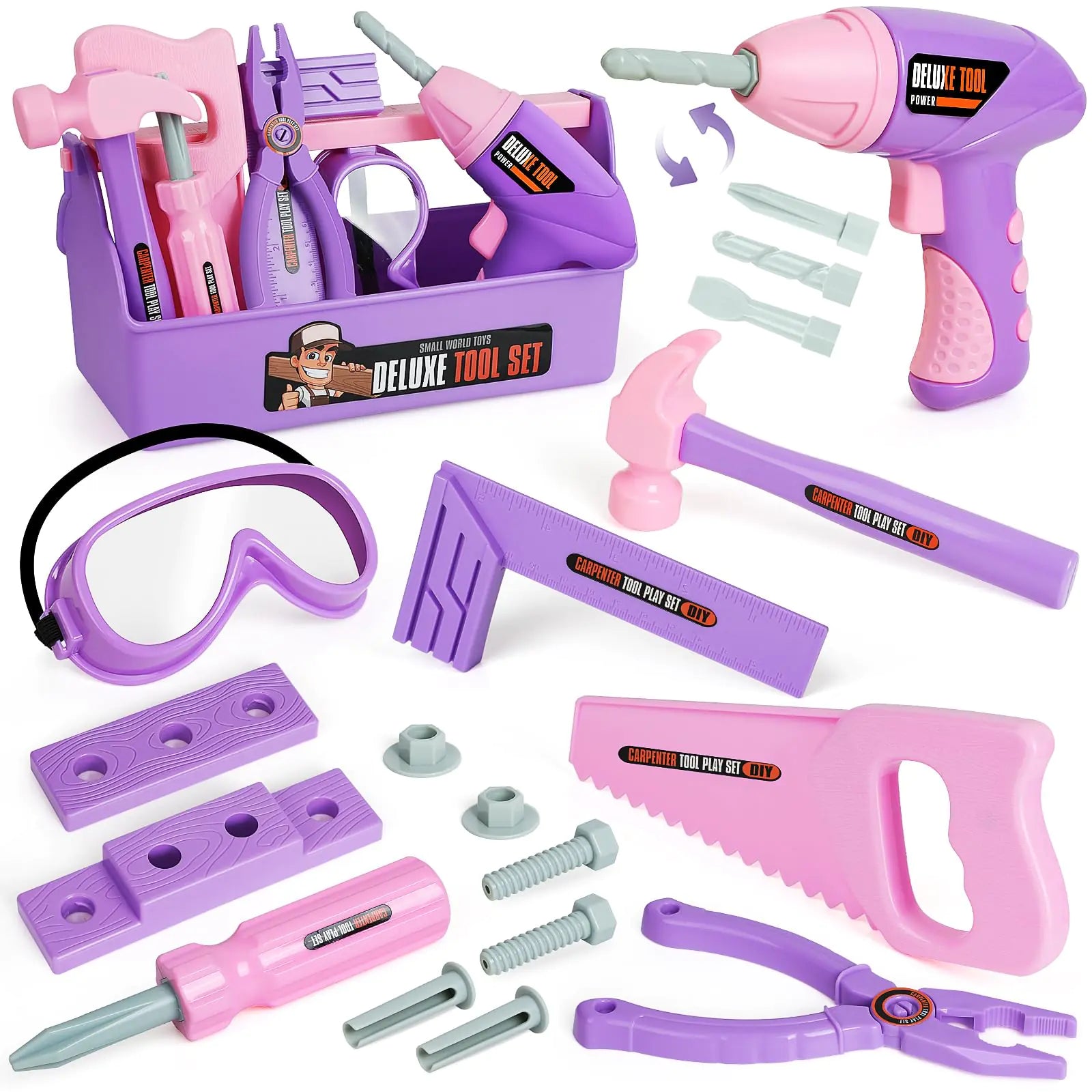 Toddler STEM Tool Set with Electronic Toy Drill – Interactive 20+ Pc Construction Kit