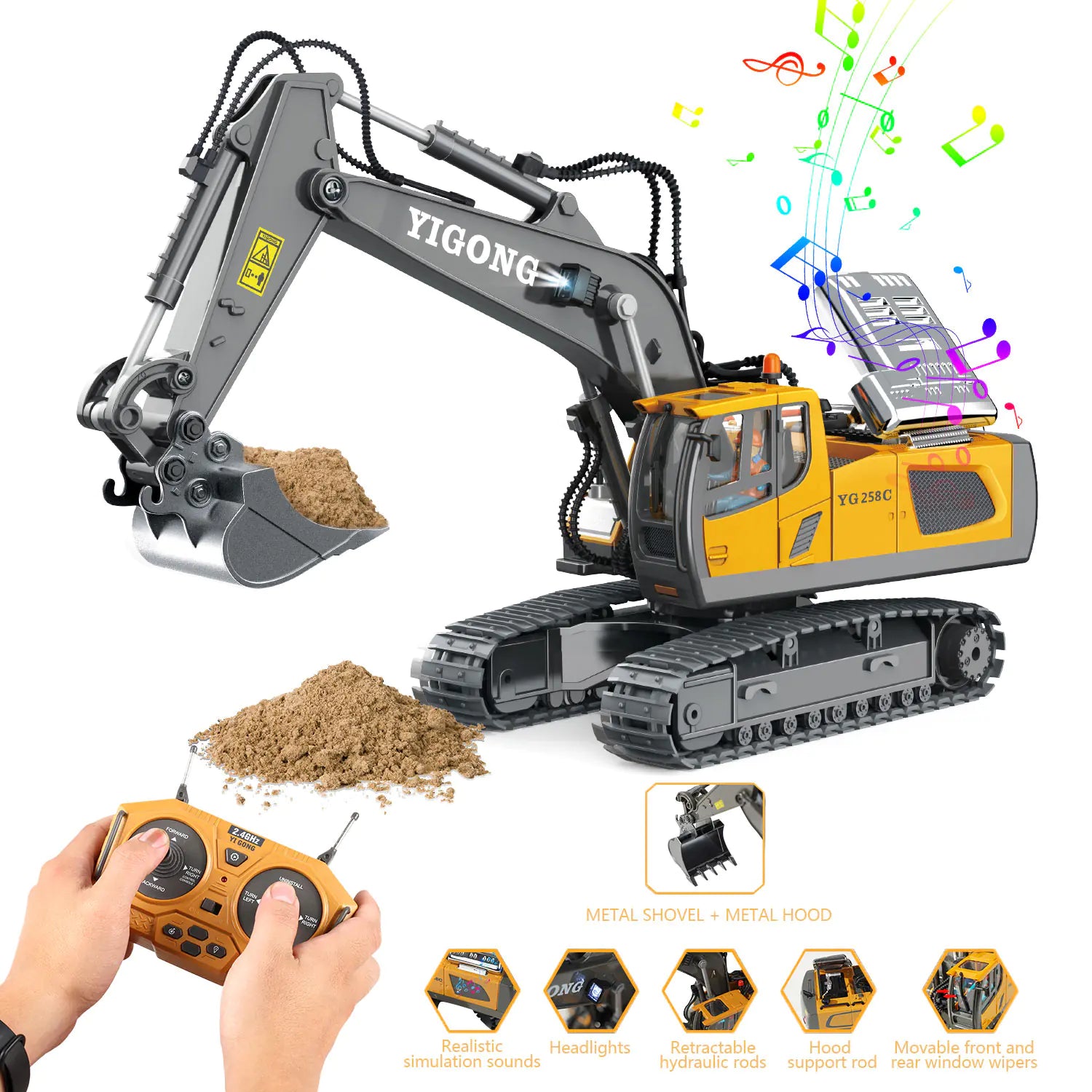 2.4G RC Excavator Remote Control Engineering Toy Truck