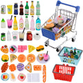 U-Zimikee 45pc Mini Shopping Set – Metal Cart, Baskets & Mixed Grocery Store Toys