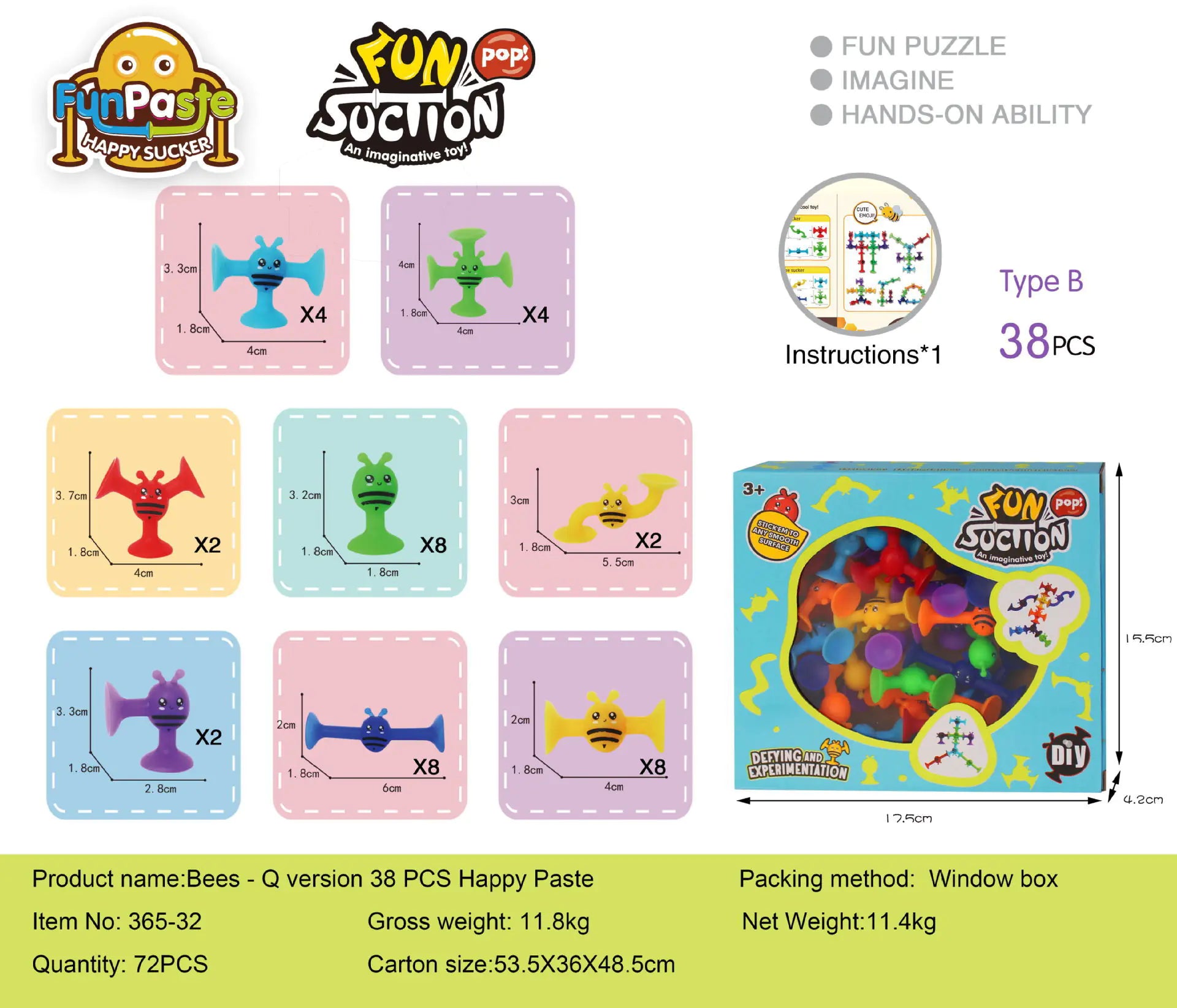 Bees Suction Cups Versatile Building Soft Blocks Toy