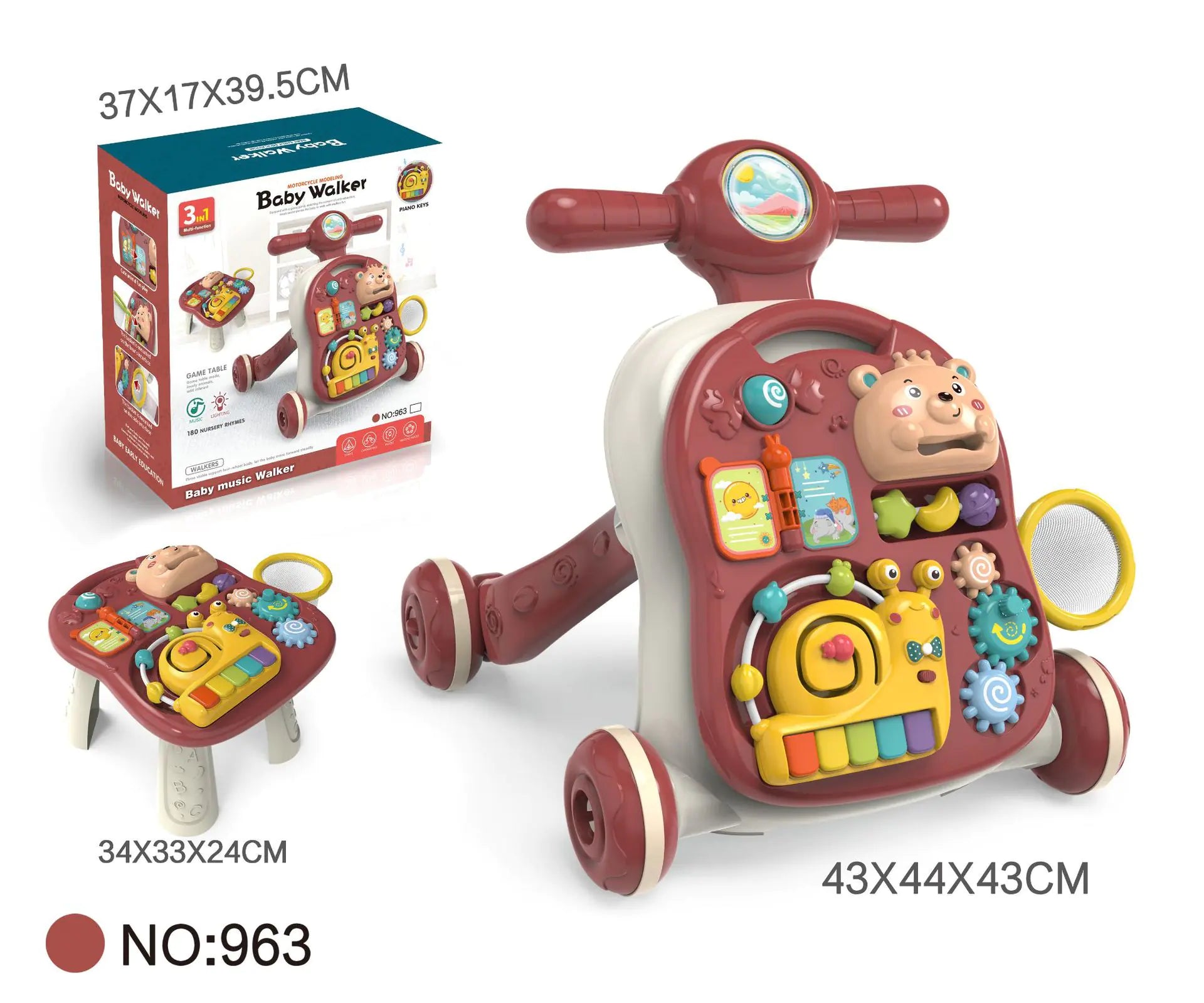 Multifunctional Baby Walker Toy with Music