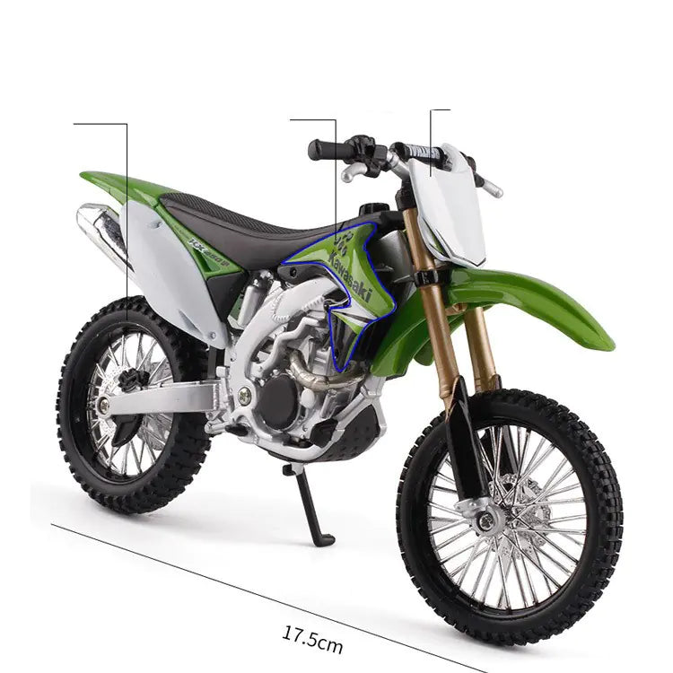 Kawasaki Off-Road Alloy Motorcycle with Clear Display Box – 1:12 Scale Diecast Dirt Bike