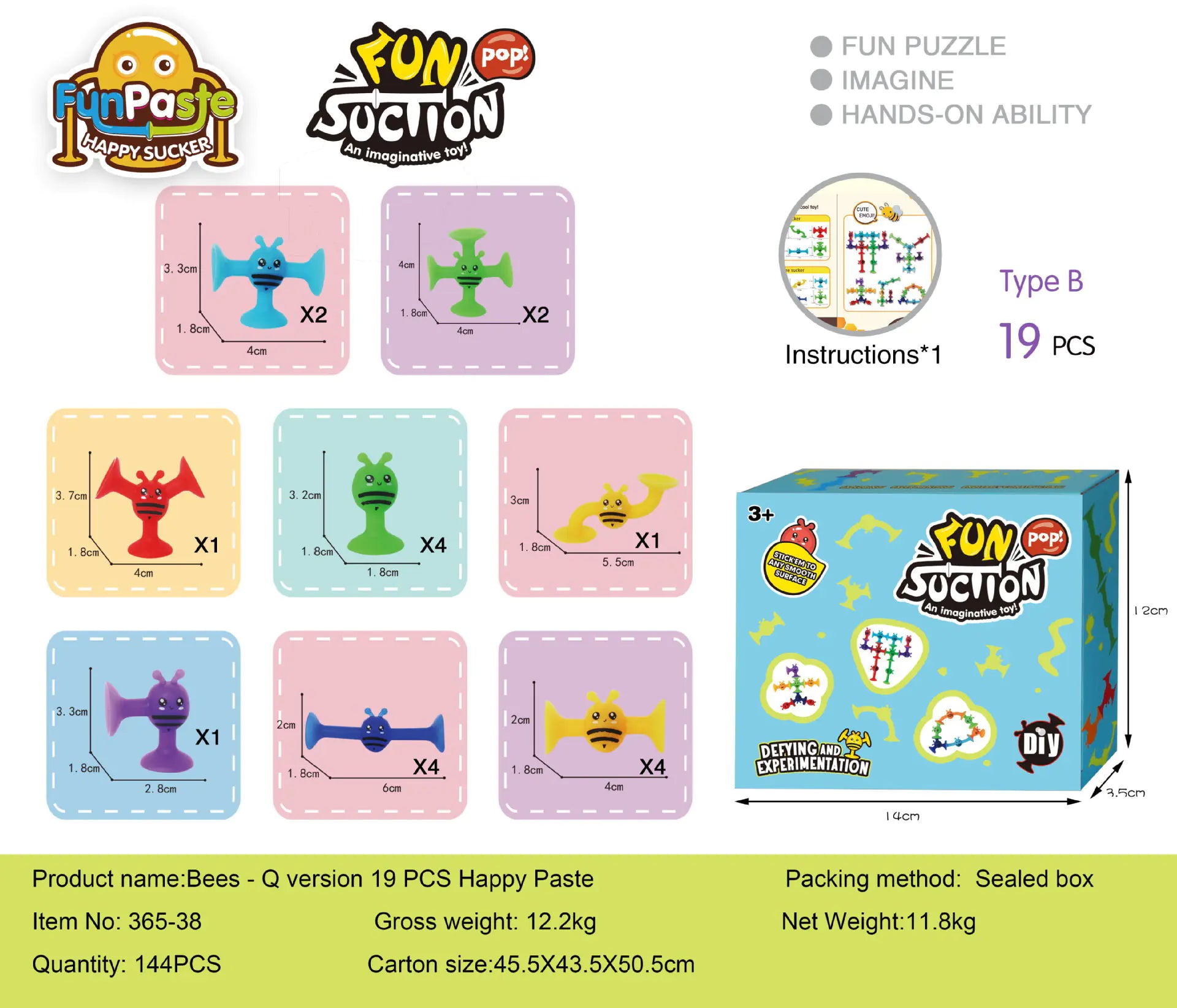 Bees Suction Cups Versatile Building Soft Blocks Toy