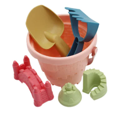 Wholesale 6pc Castle Beach Toy Set – Bulk Sand Mold Kits with Bucket, Shovel & Rake
