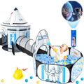 3-in-1 Kids Ball Pit & Tunnel with Roar Button & Projection Flashlight – Interactive Sensory Playhouse