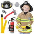 Popsunny 8pc Firefighter Costume for Kids – Toddler Fireman Dress Up with Water-Squirting Extinguisher