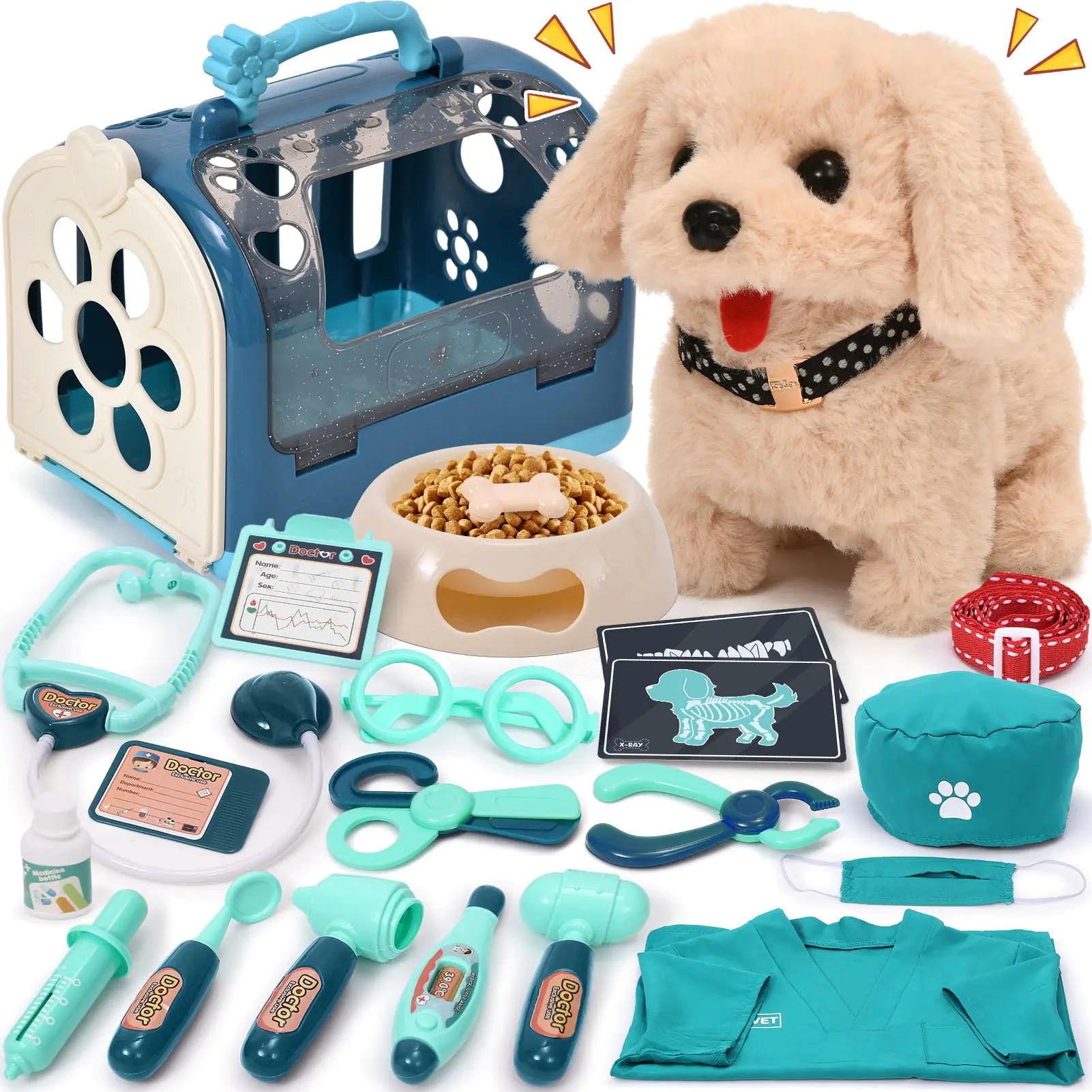 G.C 22-Piece Interactive Vet Kit with Walking & Barking Stuffed Dog