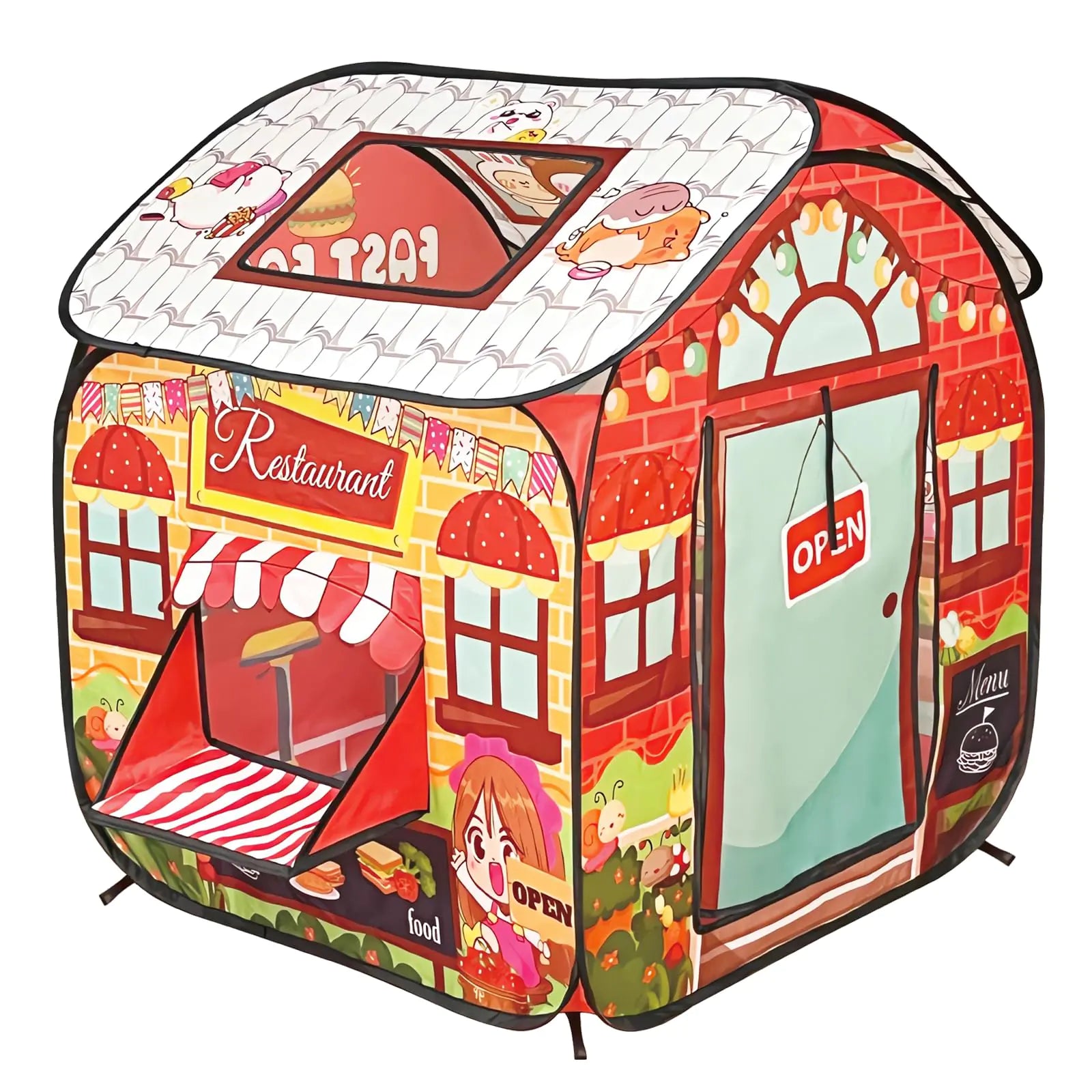 TikOnsYol Fast Food Restaurant Play Tent – Interactive Pop-Up Playhouse for Kids