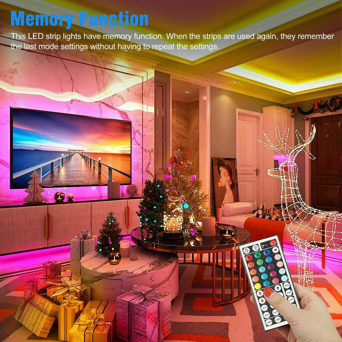 LED Strip Lights Remote Control Bedroom Waterproof for Indoor Outdoor Use