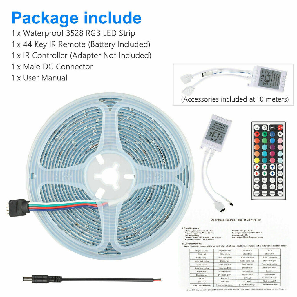 LED Strip Lights Remote Control Bedroom Waterproof for Indoor Outdoor Use