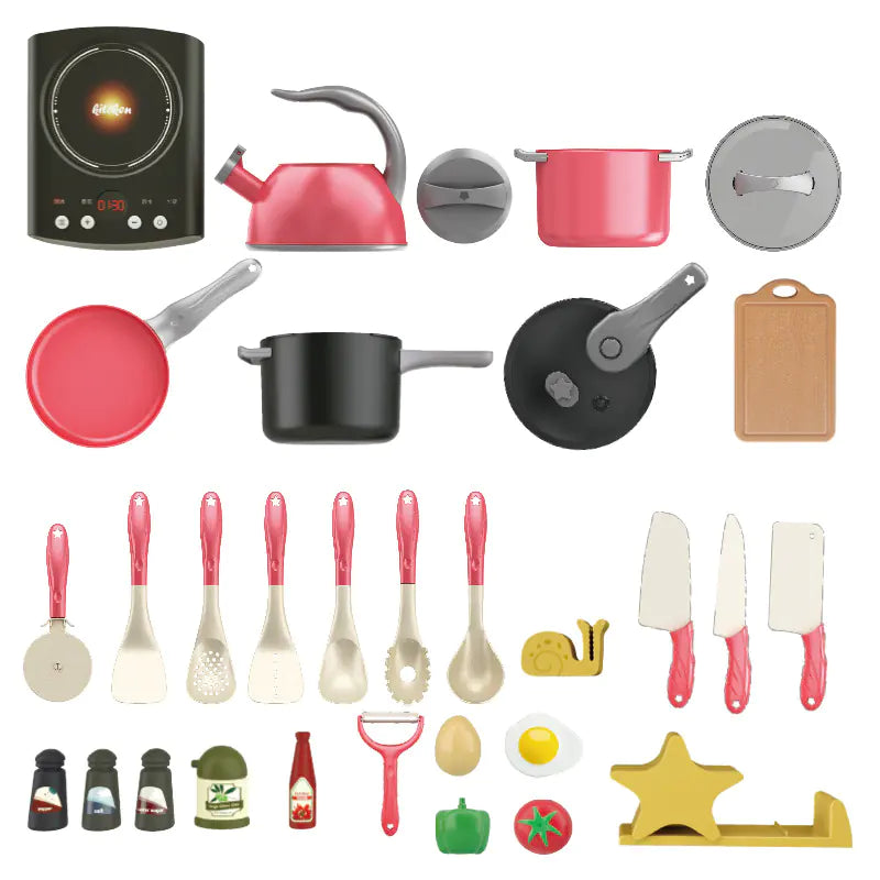 Kids Kitchen Toy Set with Realistic Cooking Accessories