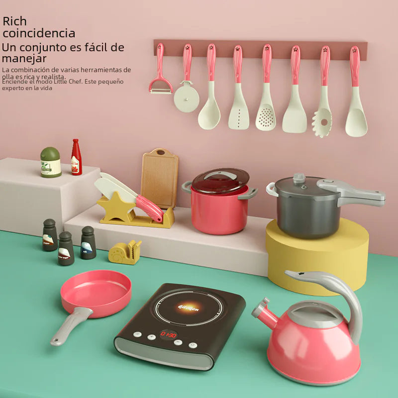 Kids Kitchen Toy Set with Realistic Cooking Accessories