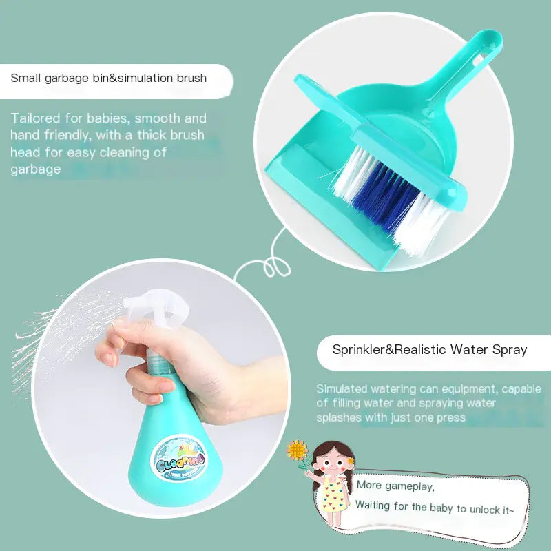 Kids Cleaning Toy Broom and Dustpan Set (Pretend Play)