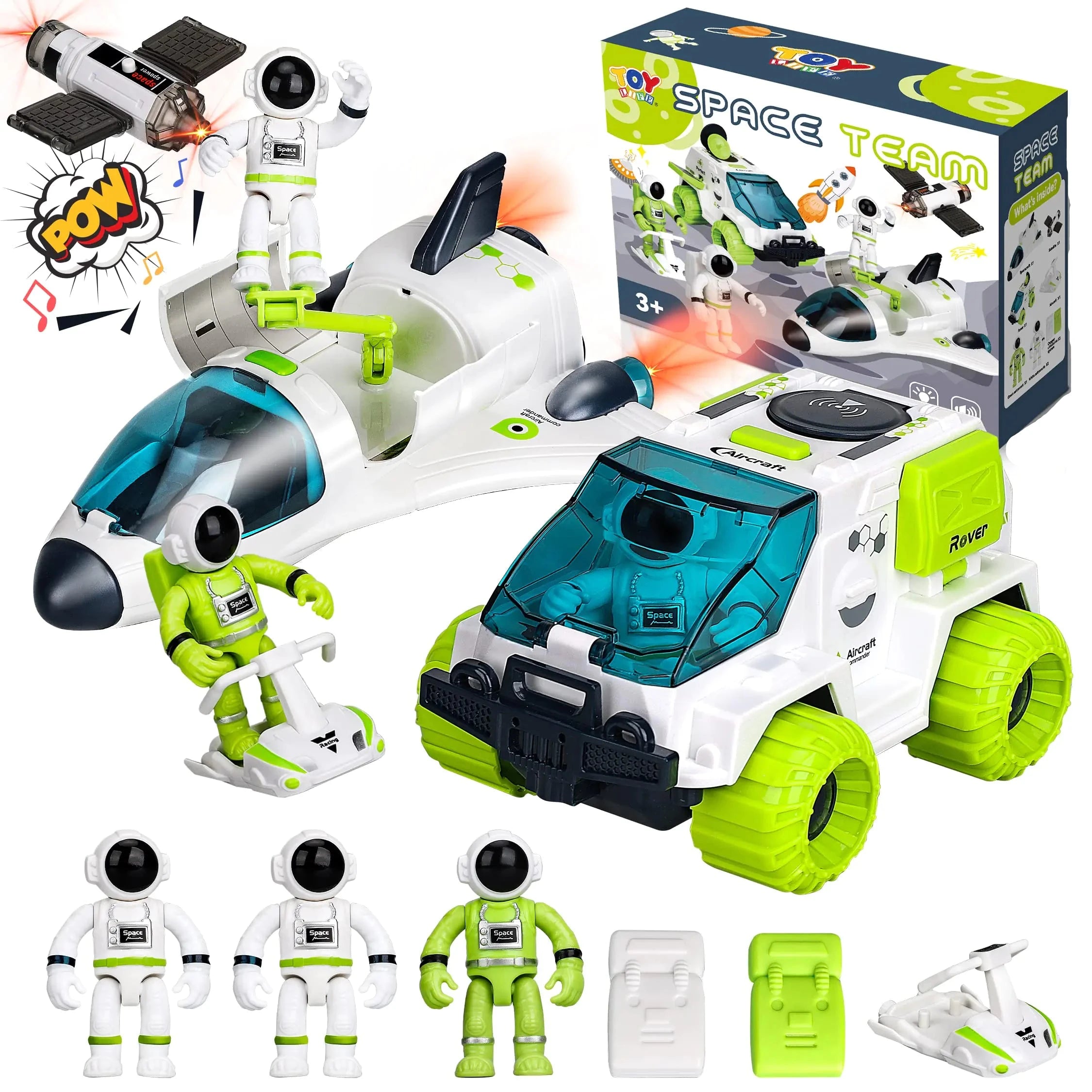 TOY Life 3-in-1 Space Mission Set – Light-Up Rocket, Shuttle & Rover with Astronauts