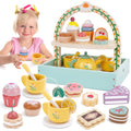 Wooden Princess Tea Party Set with Cupcake Stand & Play Kitchen Accessories