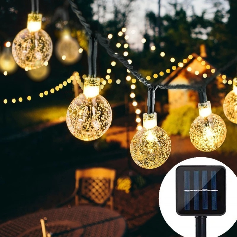 8 Modes Solar Crystal Ball LED String Lights for Outdoors