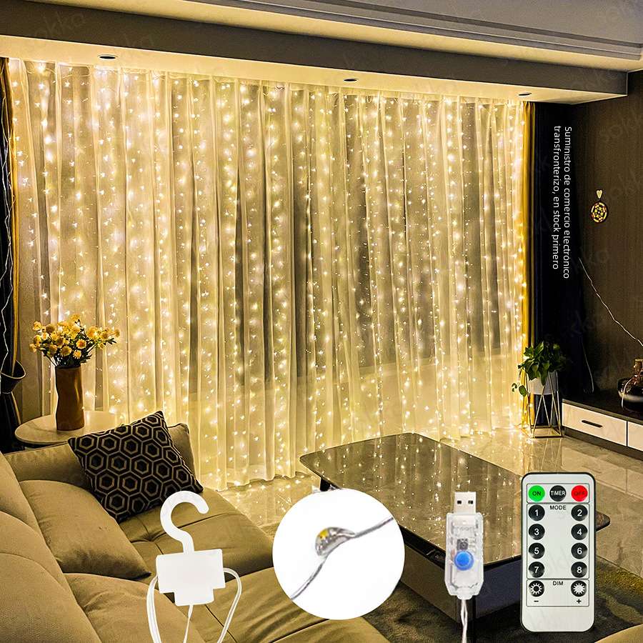USB-Powered LED Curtain String Light Decor