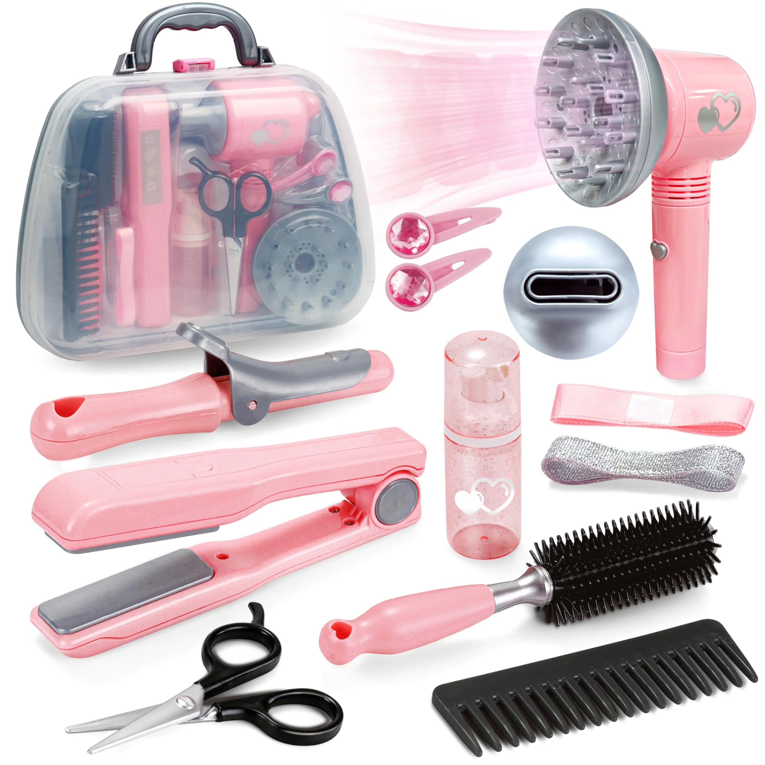 Toy Chois Deluxe Hair Salon Playset – Realistic Hairdryer & Styling Kit for Girls
