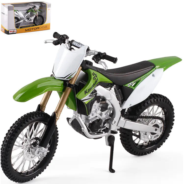 Kawasaki Off-Road Alloy Motorcycle with Clear Display Box – 1:12 Scale Diecast Dirt Bike