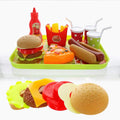 GIFTEXPRESS 9pc Fast Food Play Set – Build-Your-Own Hamburger & Hot Dog Toy with Pizza, Fries & Tray