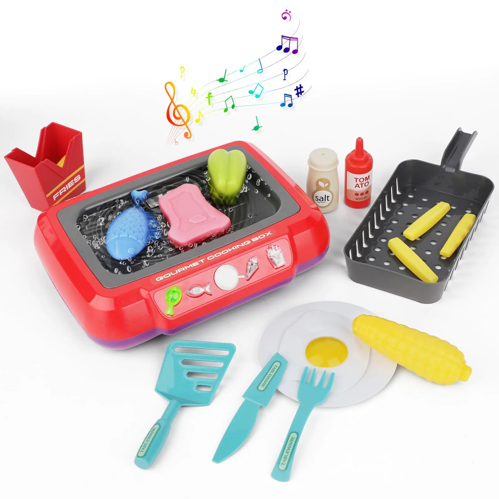 Interactive Kids BBQ Grill Playset – Magic Color-Changing Play Food with Realistic Smoke Mist, Lights & Sound