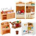 43-Piece Miniature Dollhouse Kitchen Set with Fridge, Pots & Pans